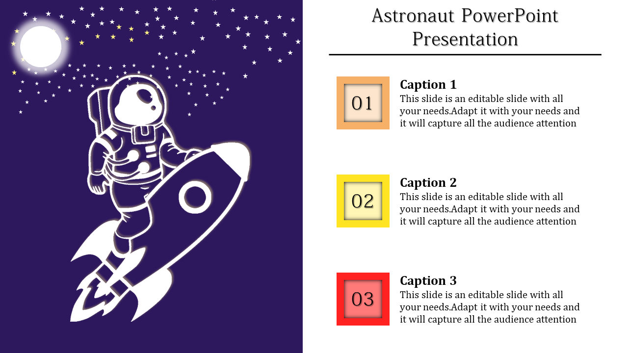 Free -  Editable Astronaut PowerPoint Template and Google Slides